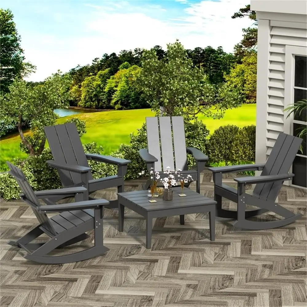 Outdoor Patio Side Table, Small Conversation Coffee Desk For Porch Balcony Poolside Deck Garden, Weather Resistant Square End Table, Modern Minimalist Style, Grey, One Piece