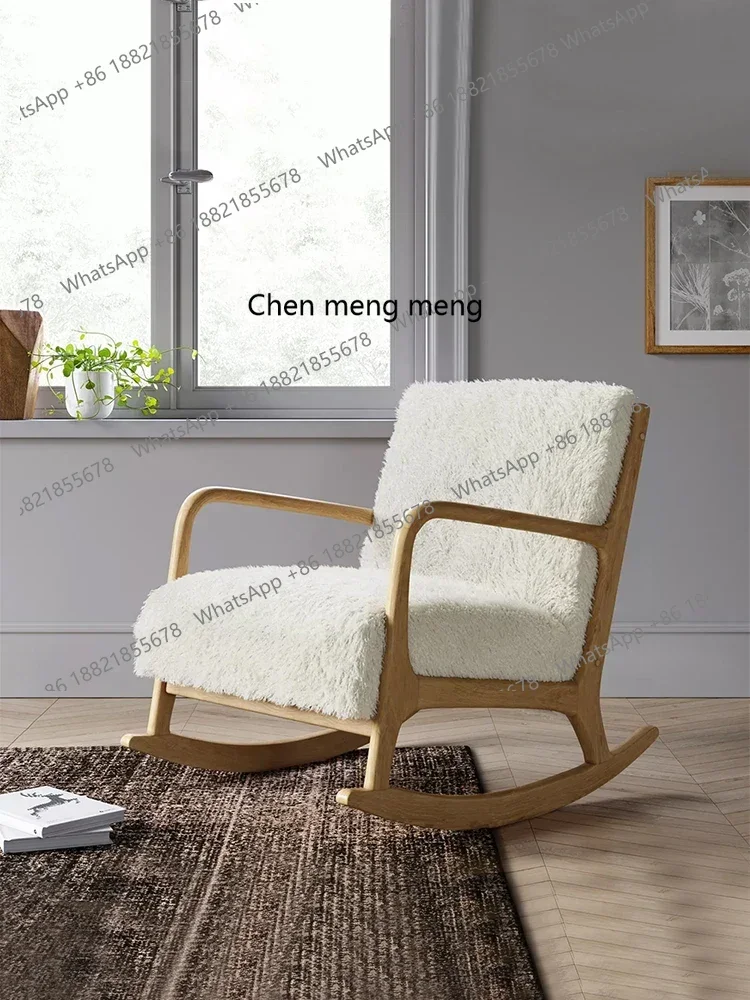 

Rocking Chair Adult Lazy Living Room Solid Wood Rocking Chair Sofa Recliner Balcony Color Rocking Chair Small Household