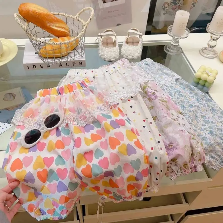 Korean Version New 2026 Summer Children's and Girl's Clothing 2-7 Years Old Fashion Versatile Lace Pants