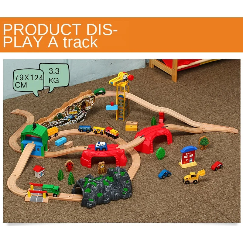 Train Track Set Mining Transportation Assembly Children's Educational Track Toy Compatible with Wooden Electric Car 1:64 PD37