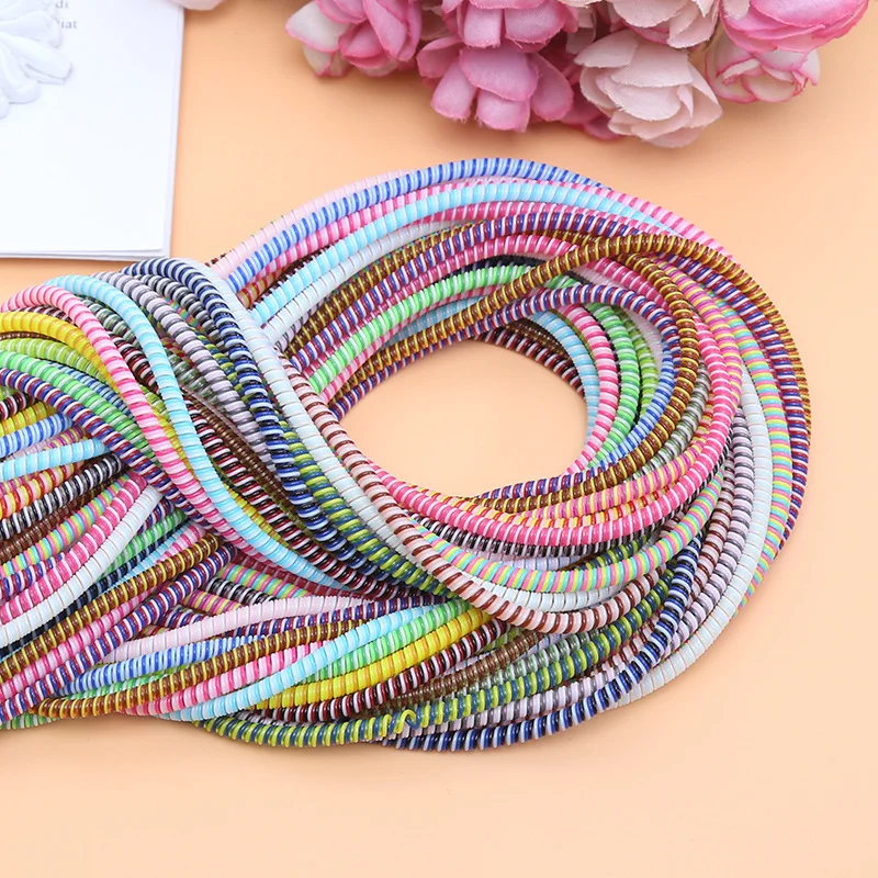 1.4M Cable Cord Protector Organizer Cord Spiral Winder Wrap Data Charger Protector For iphone Samsung USB Charger Cable Cord