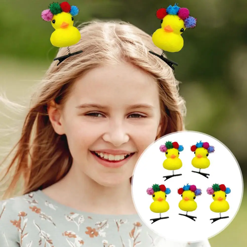 Girl Hairpin Decorative Hairpin 5pcs Cute Plush Duck Hair Clip Set for Girls Funny Christmas Gift Little Yellow for Children