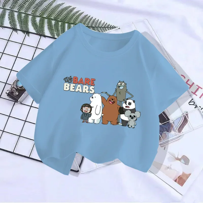 2024 Boy Girl T-shirt Kawaii Little Bear Print Short Sleeve leisure T Shirt Summer Anime Cartoon children T Shirt 4-14 Years