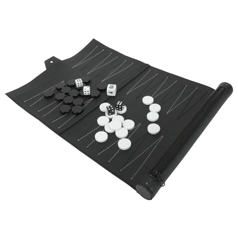 CYGJ-Roll Up Backgammon Sets Portable Travel Board Game Set For Adults And Kids Foldable PU Classic Chess Board Roll-Up Easy To