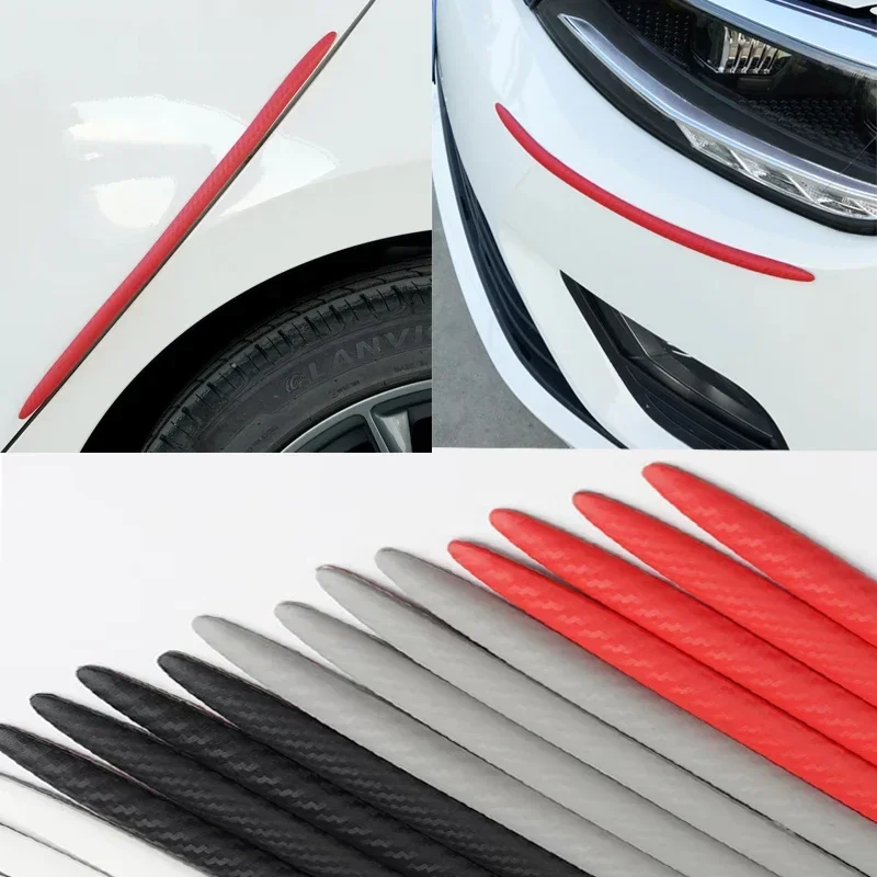 4PCS Car Door Edge Bumper Strips Carbon Fibre Stripe Extended Body Scratch Strips Universal Decorative Protective Stickers 41cm
