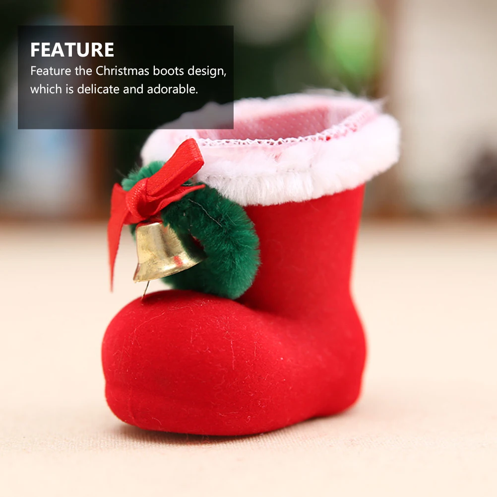 

4 Pcs Xmas Trees Christmas Boots Pendant Decorations Ornament Decorate Decorative Red Painted Crafts