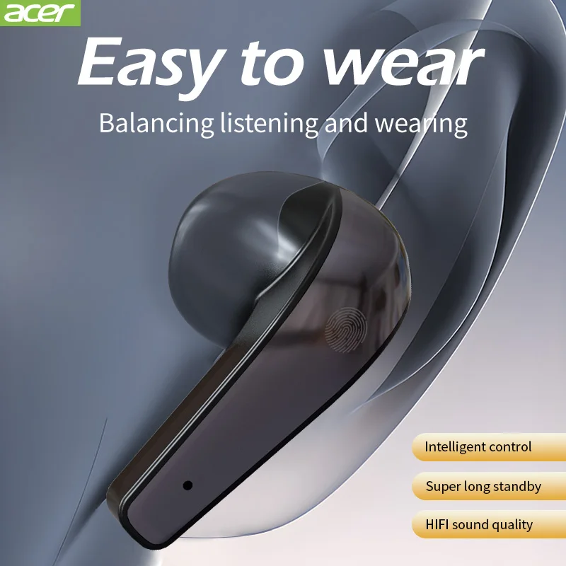 Acer e554 Bluetooth 5.3 kabellose Ohrhörer, TWS-Sportkopfhörer mit Mikrofon, Touch-Steuerung, wasserdicht, IPX7 Gaming-Kopfhörer mit geringer Latenz