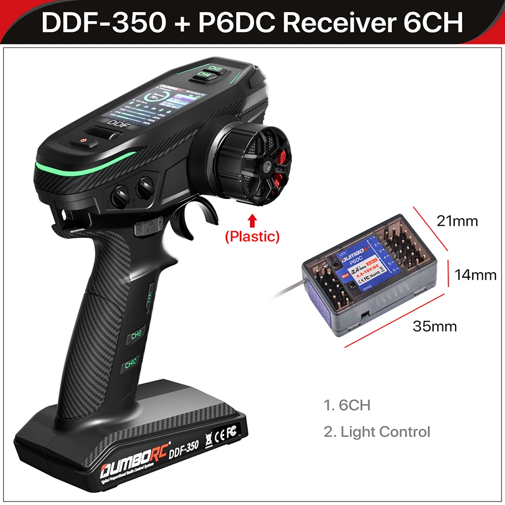 DUMBORC DDF-350 Sender mit Empfänger 2,4G 10CH Digital Radio Fernbedienung für RC Auto Boot Tank LCD FHSS System