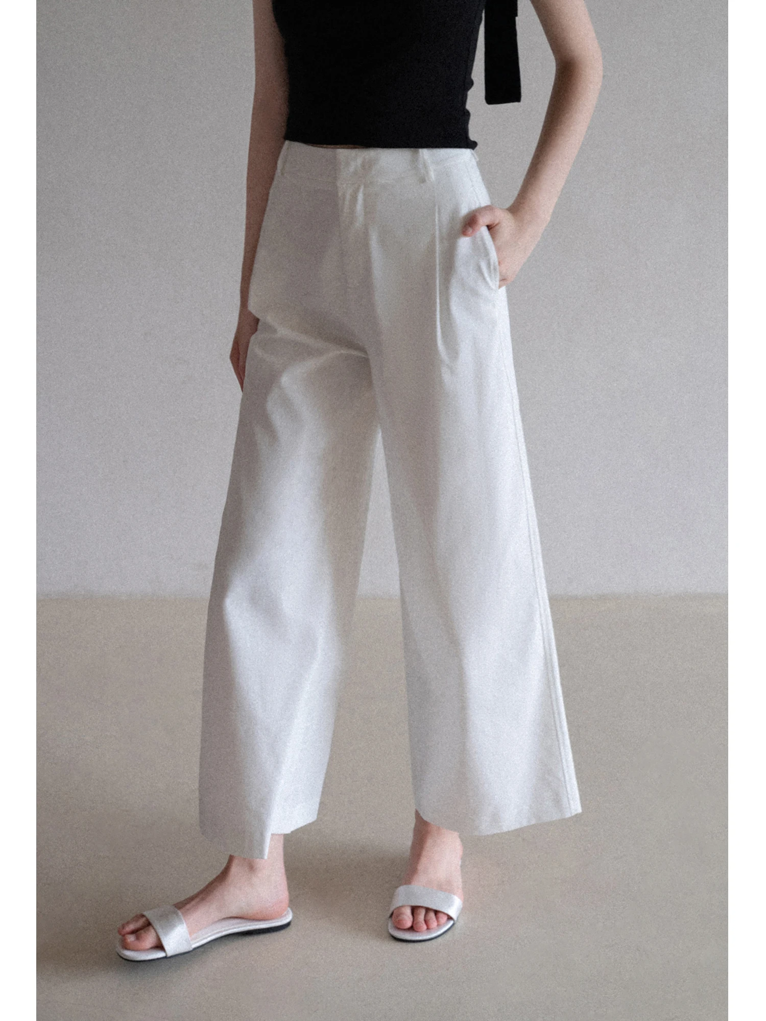 

Брюки с высокой талией, повседневные, свободные, широкие, плиссированные, прямого кроя, стройнящие, универсальные, длинные, бренд EGGKA