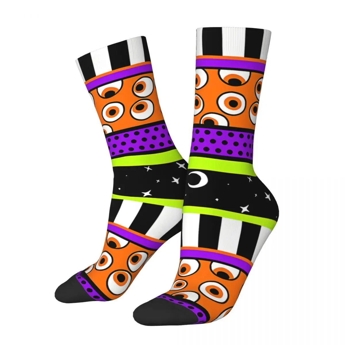 

Funny Men's Socks Halloween Busy Stripes Vintage Hip Hop Crew Sock Gift Pattern Printed