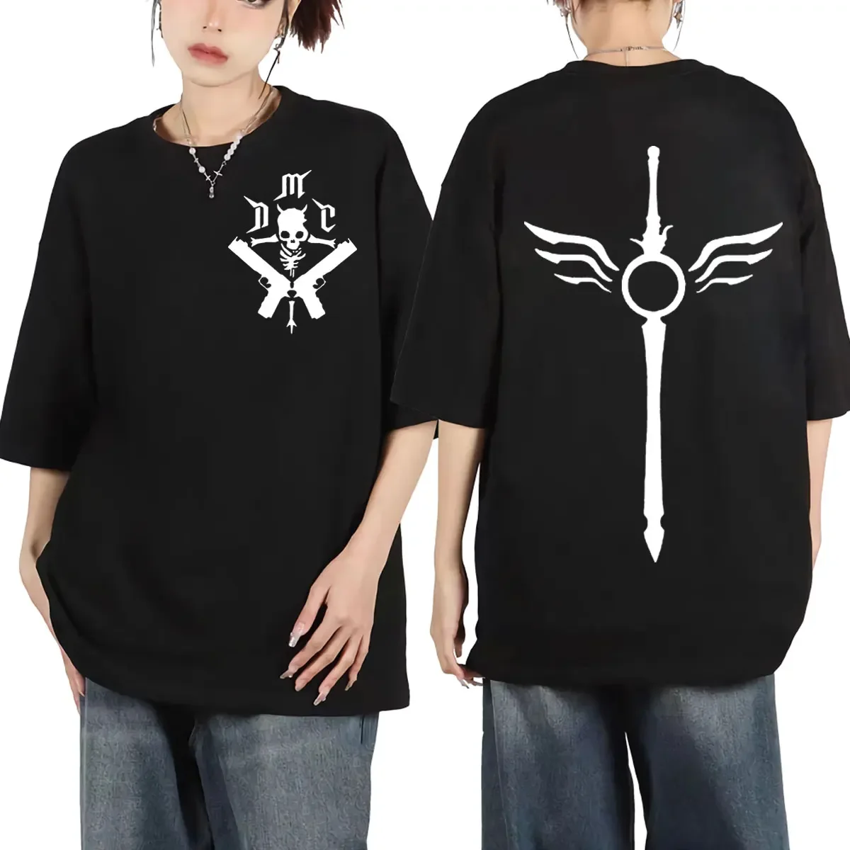 

Devil May Cry game double-sided printed T-shirt Gothic style fashion casual oversized 100% cotton loose breathable short sleeves