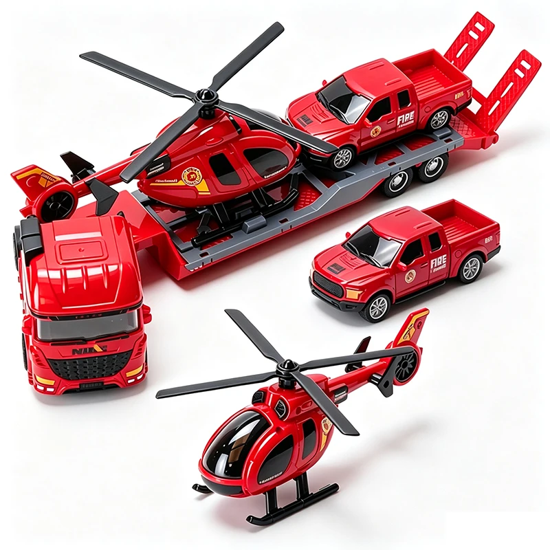 35cm Transporter Car for Kids Large Scale Truck Toy Plane Detachable Firefighting Military Vehicle Model Gifts for Boys 3+ Years