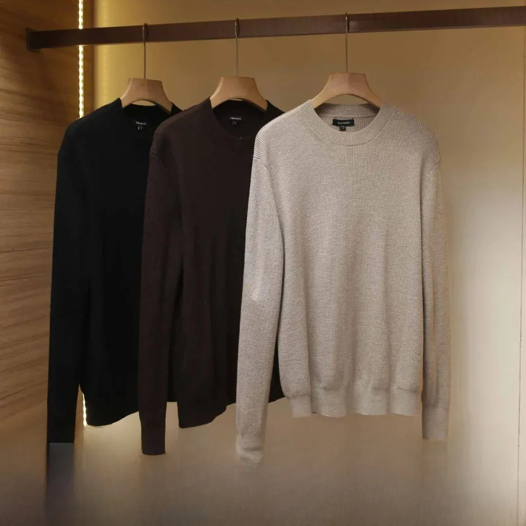 

Итальянский роскошный мужской вязаный деловой свитер, круглый пуловер из шерсти и шелка, длинный свек, повседневный, износостойкий, деформация