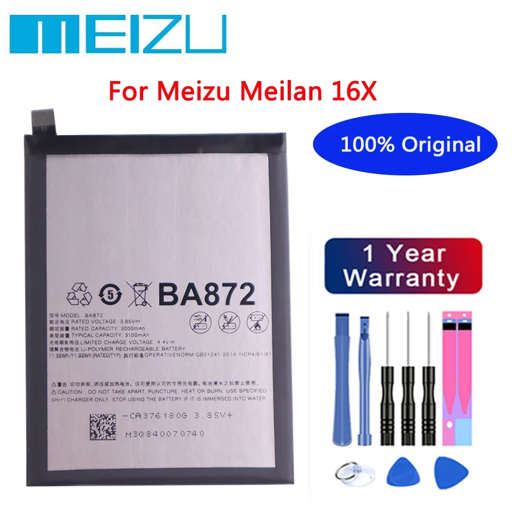 BA872 Original Battery For Meilan Meizu 16X M1872 M872H M872Q Mobile Phone High Quality Bateria Battery 3060mAh + Tools