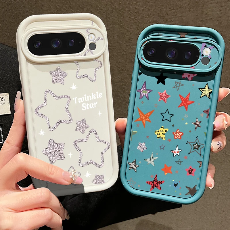 

Colored Stars Pattern TPU Phone Case For Google Pixel 10 9 8 Pro 9A 8A 10 9 Pro XL Pixel 7A 7 Pro Shockproof Soft Silicone Cover