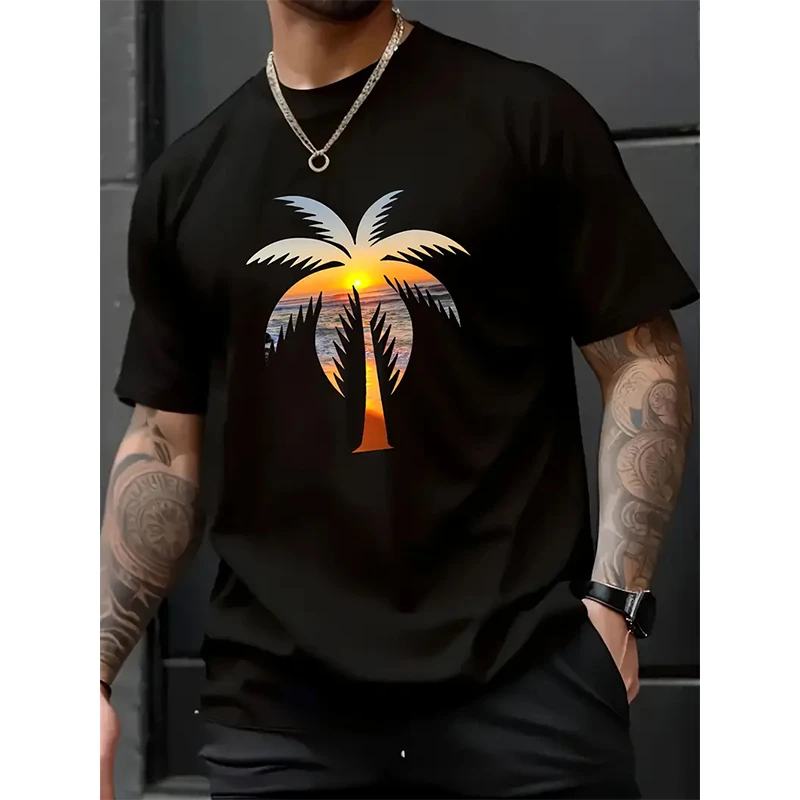 Summer Palm Tree Graphic Print Cotton T-Shirts Men Women Casual Short Sleeve T Shirt Oversized Harajuku Tees Top Unisex Clothing