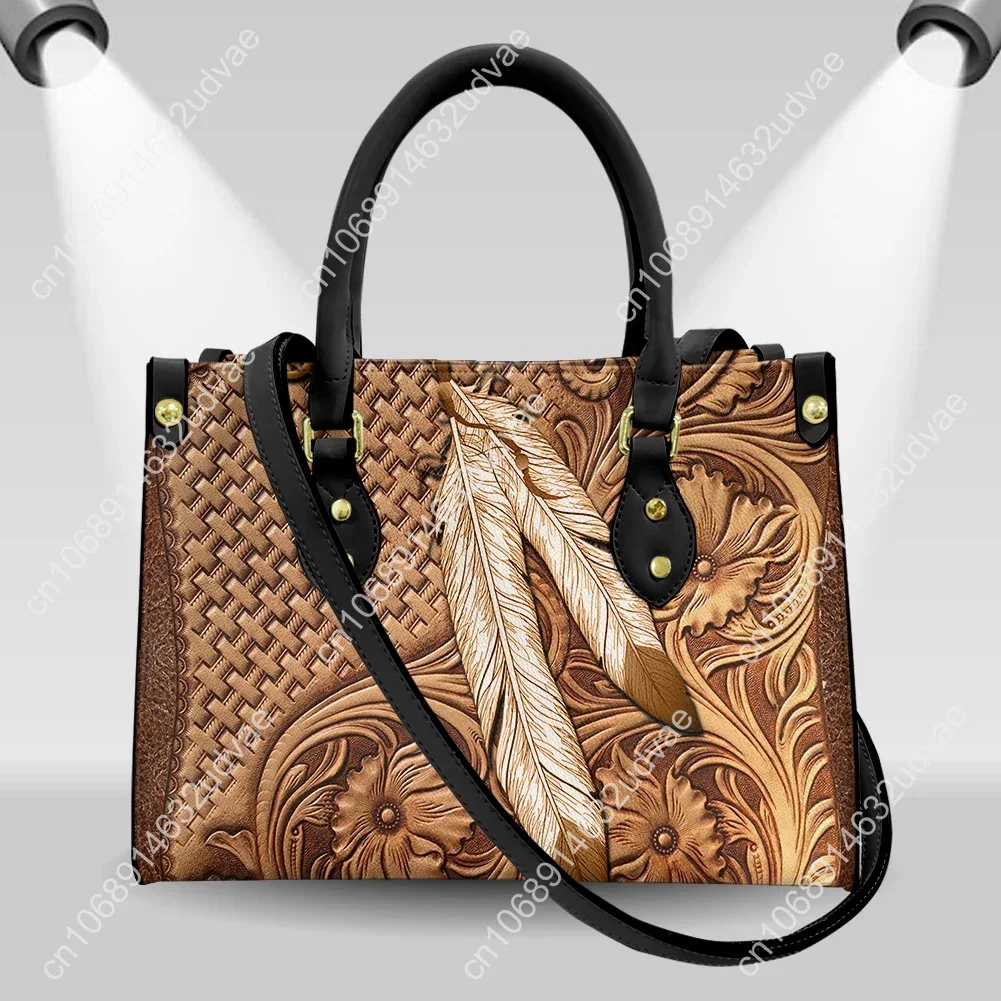 Tribal Feather Crossbody Bags for Women 2023 Ladies Luxury Designer Tote Handbag Top-Handle High Quality Shoulder Bag Sac A Main