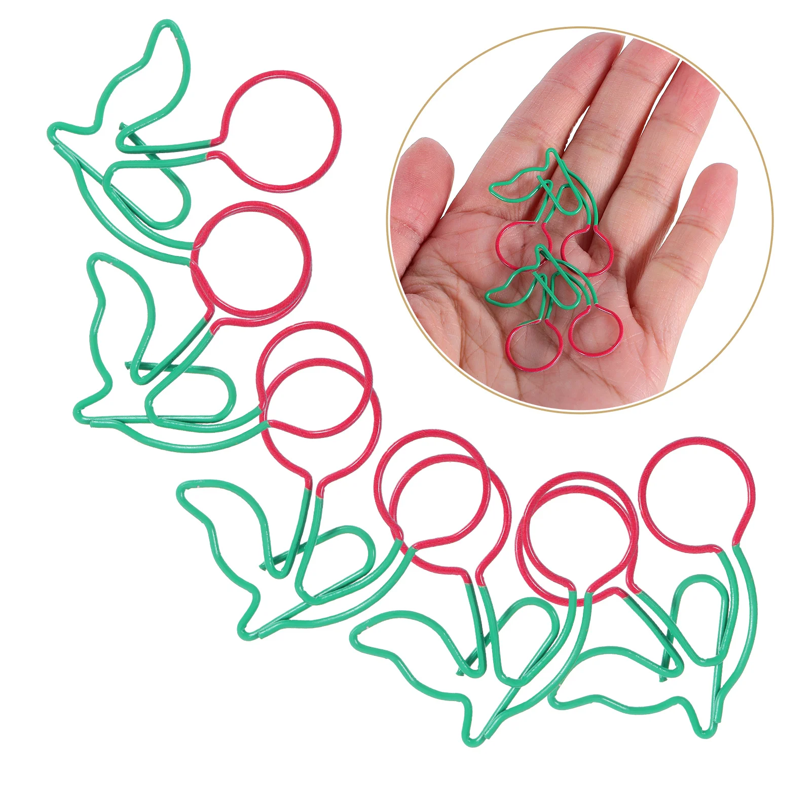 

20pcs Cherry Shaped Paper Clips Bookmark Cute Bookmarks Unique Office Supplies Metal Book Marks Long Lasting