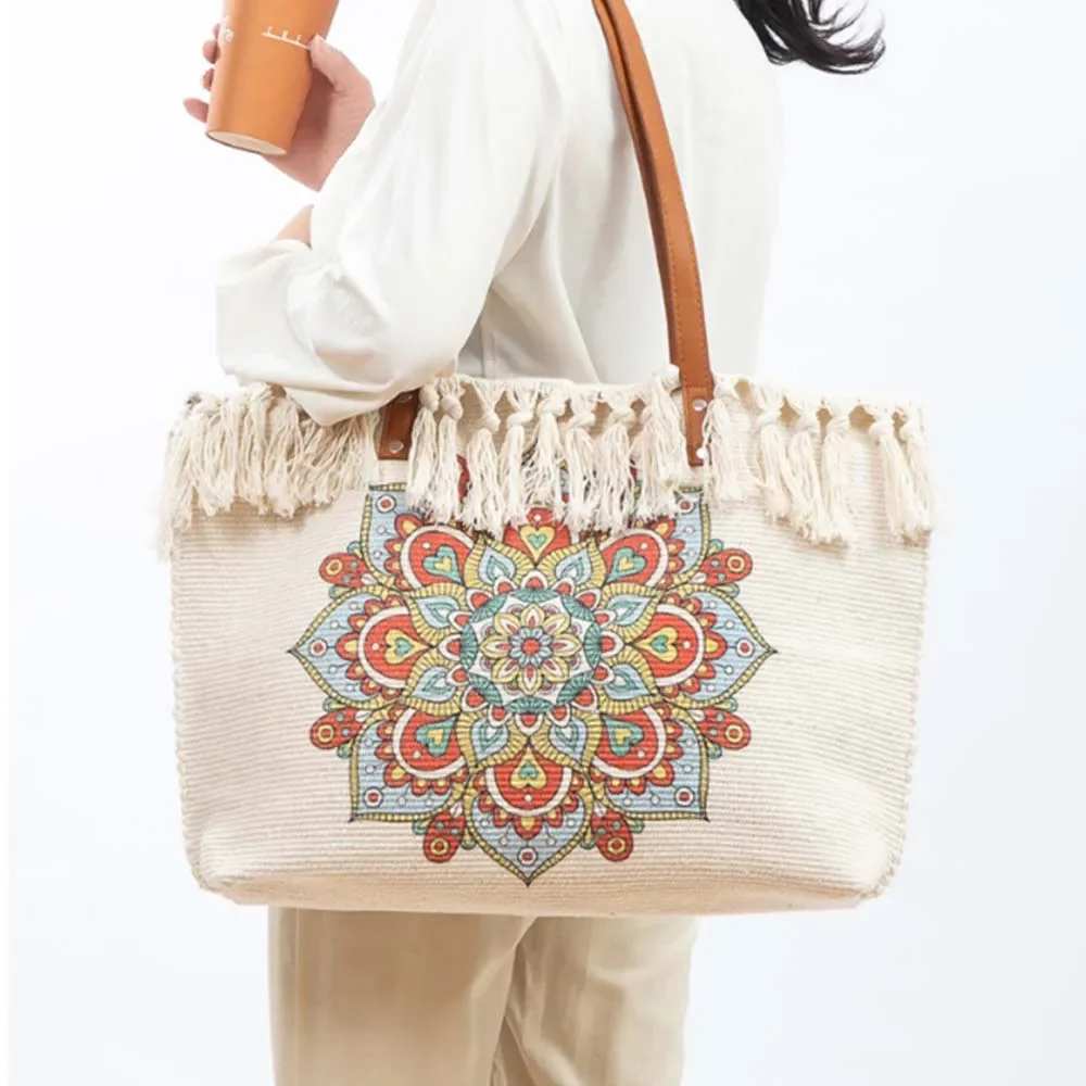 Fashion Canvas Tote Bags Women Vintage Bohemian Shoulder Bag Ladies Casual Versatile Tribal Ibiza Style Large Capacity Handbags