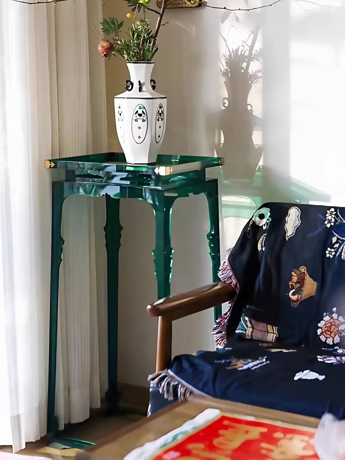 New Chinese retro acrylic flower stand Song-style floor-to-ceiling shelf Advanced ornament decorative bonsai stand