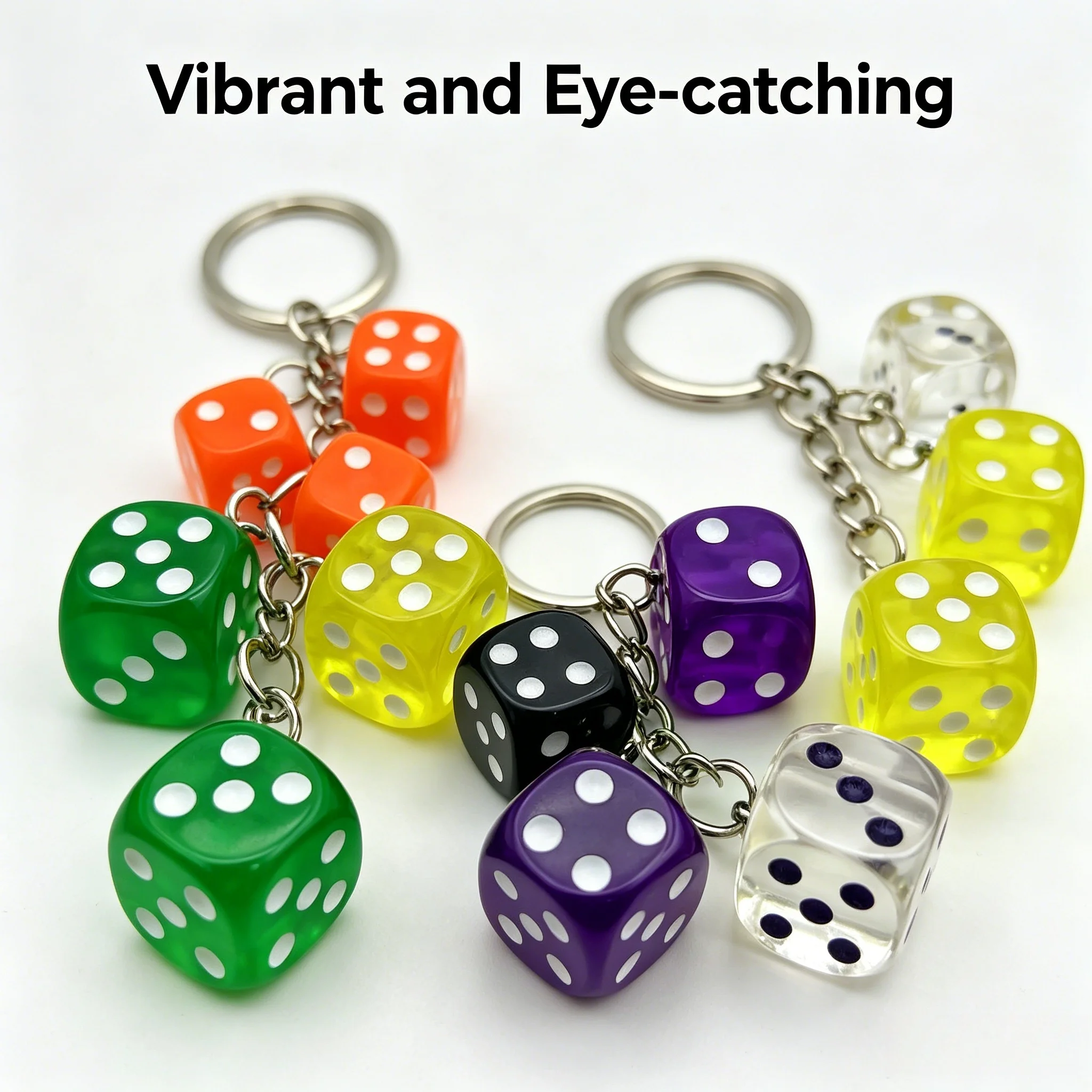 Acrylic Colored Dice Number Car Keychain Cute Bag Accessories Backpack Hanging Ornaments Pendant Charm