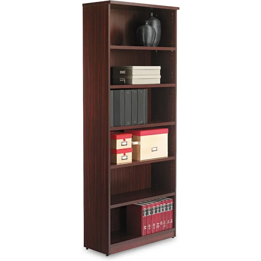 ALEVA638232MY 31.75 in. x 14 in. x 80.25 in. Valencia Series 6-Shelf Bookcase - Mahogany