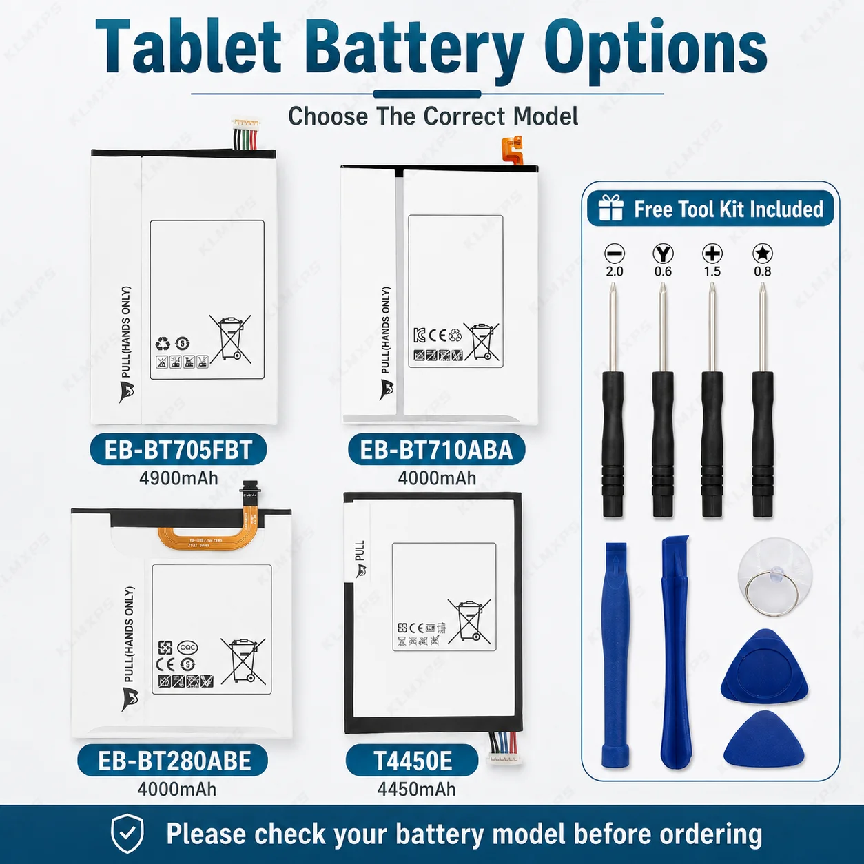 EB-BT710ABA EB-BT705FBE Tablet Battery for Samsung Tab S2 S 8.4 A 7.0 Tab 3 8.0 SM-T710 T715 T700 T705 T280 T310 Replacement