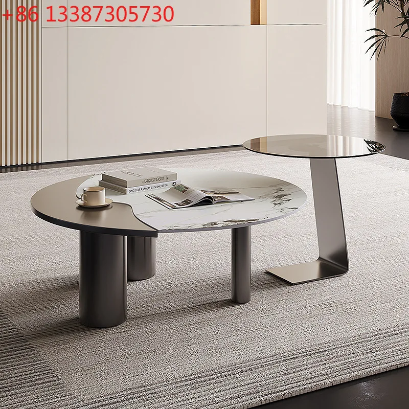 

Итальянский минималистичный журнальный столик из каменной плиты для гостиной виллы, дизайнерский, креативный, художественный