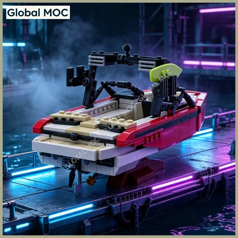 582 Parts Surf Wakeboard Yacht Building Blocks Open Cockpit Watersport Speedboat Small Bricks Collectible Display Gift