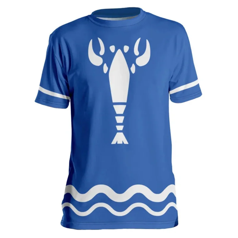 Link cosplay Blue Prawn's T-Shirt Men Costume Anime Game The Legend Of Zerda Roleplay Casual Short Sleeve Top Tees