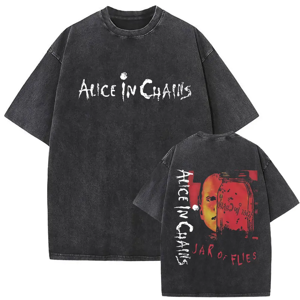 

Washed Vintage Rock Band Alice in Chains Jar of Flies Double Sided Print T-shirt Men Women Clothing Gothic Punk Oversized Tshirt
