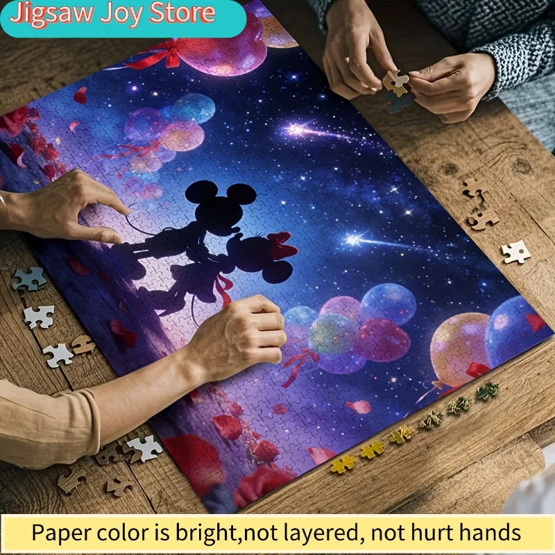จิ๊กซอว์บอลลูน 2 มิติ 1,000 ชิ้น ลายดิสนีย์ สตาร์รี่ ไนท์ มิกกี้ & มินนี่ โรส |   ของขวัญวันวาเลนไทน์, ของเล่นคลายเครียดสำหรับผู้ใหญ่, ของสะสม
