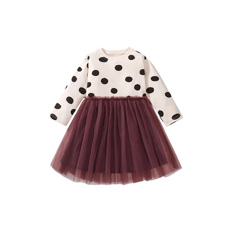 

Wind Girl Long Sleeve Dress Autumn Cartoon Princess Mesh Skirt Trendy Children's Dress
