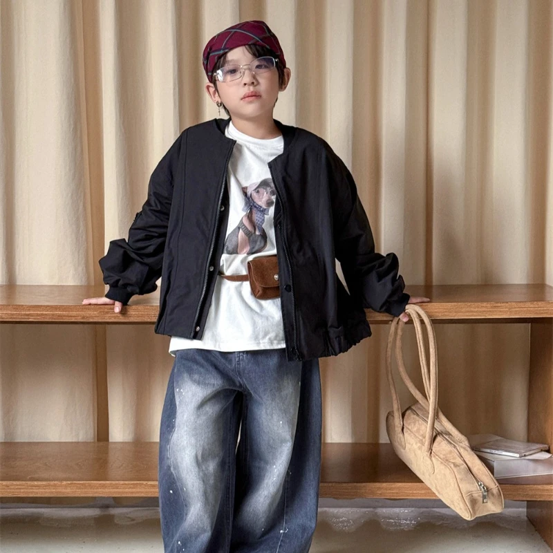 

Осень 2023, новая детская универсальная повседневная дышащая модная куртка с буквенным принтом