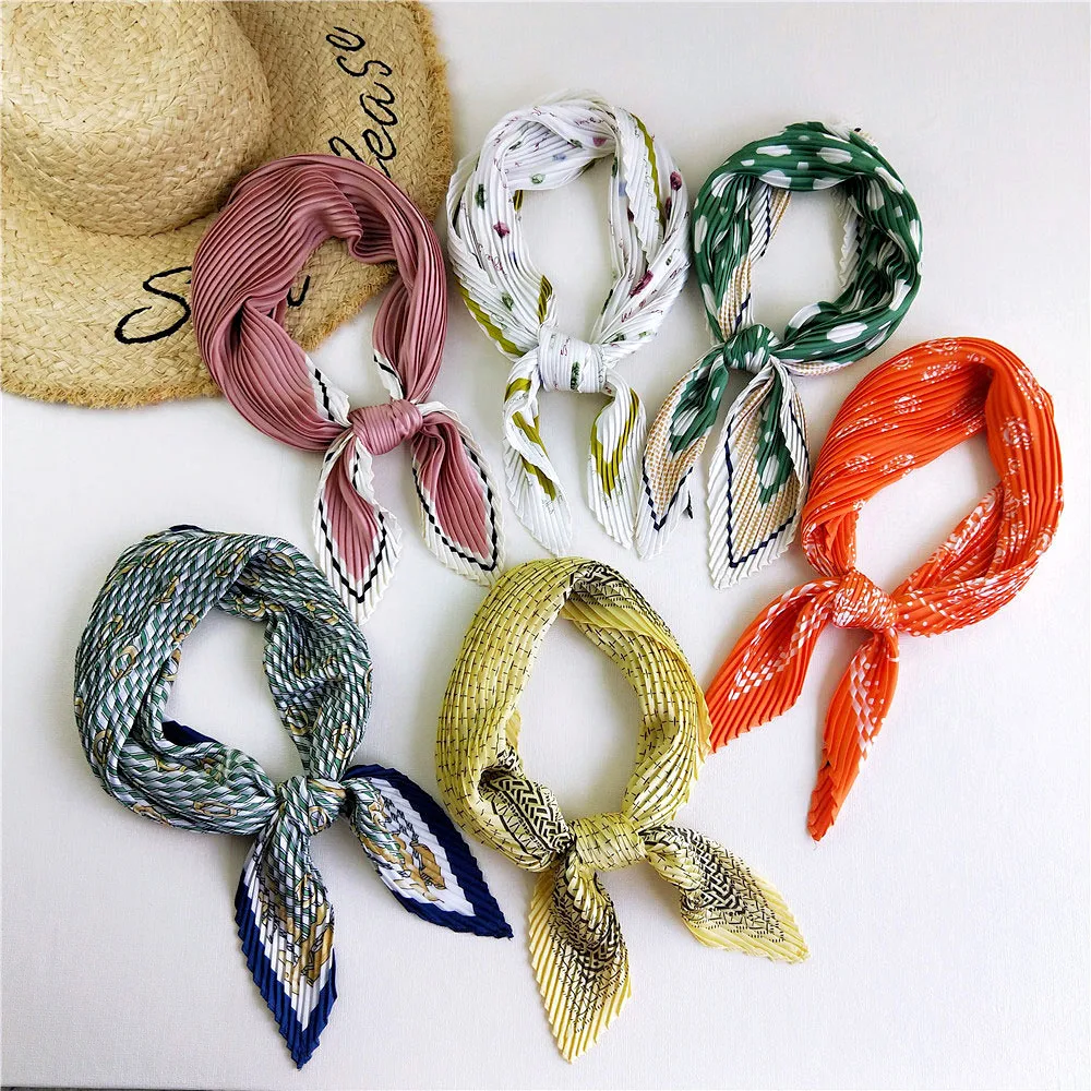 70cm Print Bandanas Fold Square Scarf Women Girls Headband Accessories Neckerchief Hairscarf Hairscarf Shawl Wrap