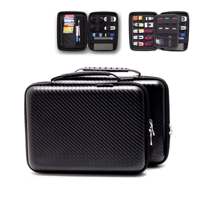 Large Capacity Tech Pouch Organizer Rigid Storage Case Travel Storage Bags For HDD U Disk USB Data Cables Electronics Organizer