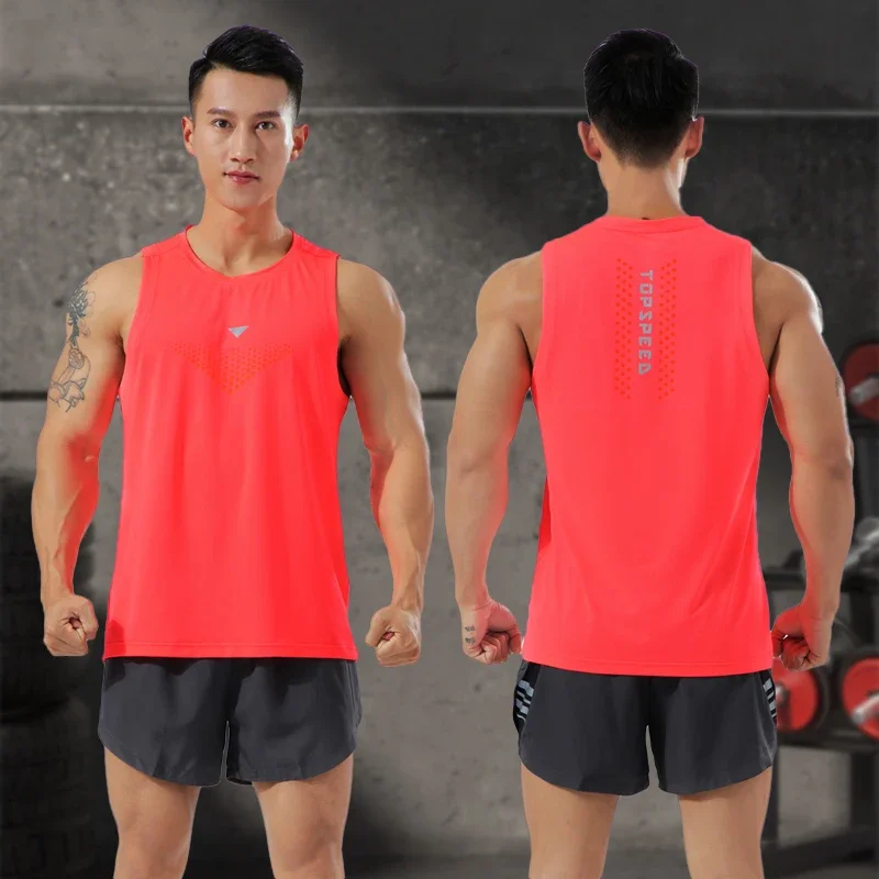 Uomo Runner Vest Training Bodybuilding uomo t-shirt senza maniche abbigliamento Fitness abbigliamento sportivo maschile palestra Running Top abbigliamento Outdoor