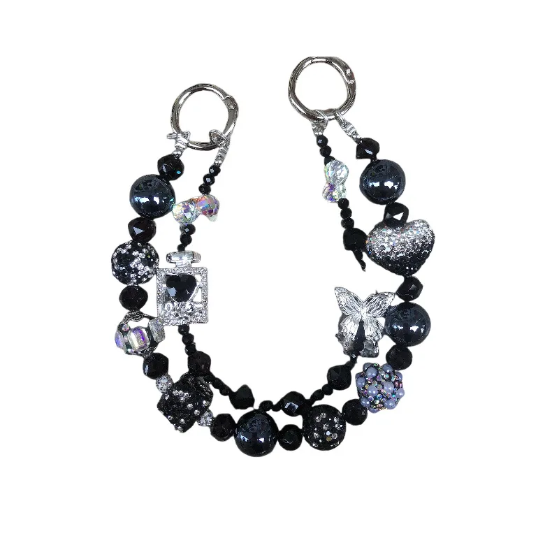 Bouteille de parfum légère de Style de luxe, pendentif papillon, chaîne perlée pour breloque de téléphone, sac et porte-clés