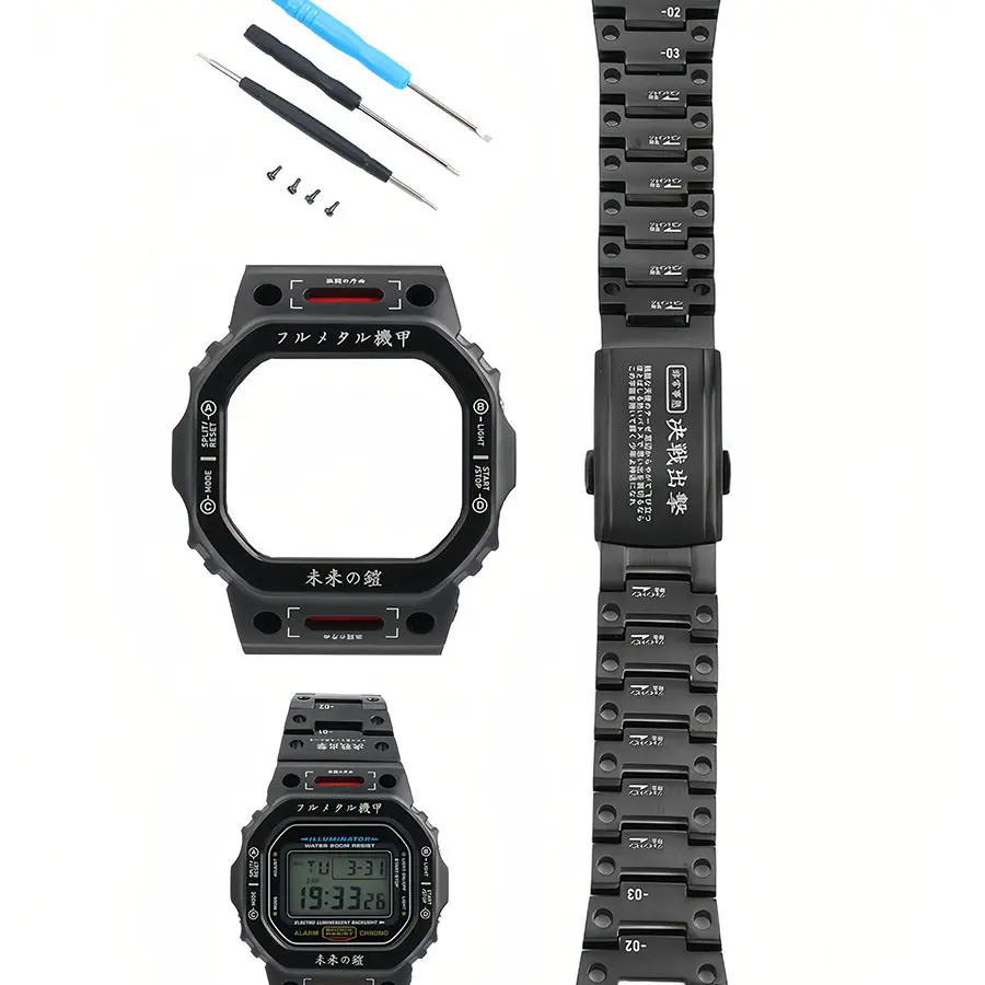 suitable-for-casio-dw5600-mecha-set-small-square-series-gw-b5600-modified-case-stainless-steel-set