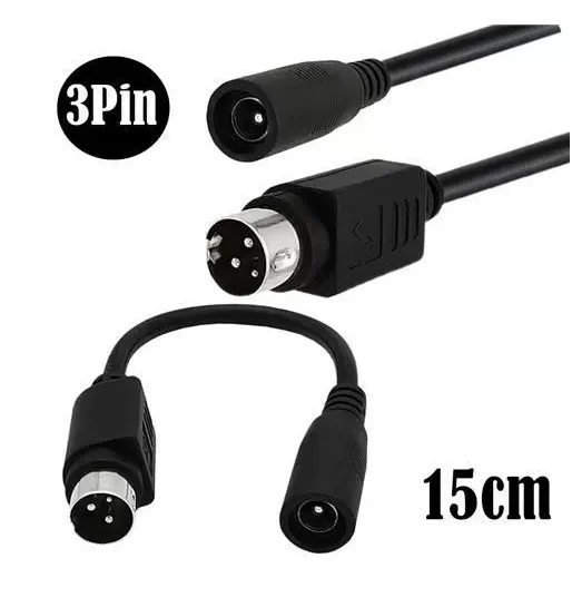 HJY..15CM DC5521 Female To 3 Pin Male Power Conversion Cable DC Power Adapter Cord