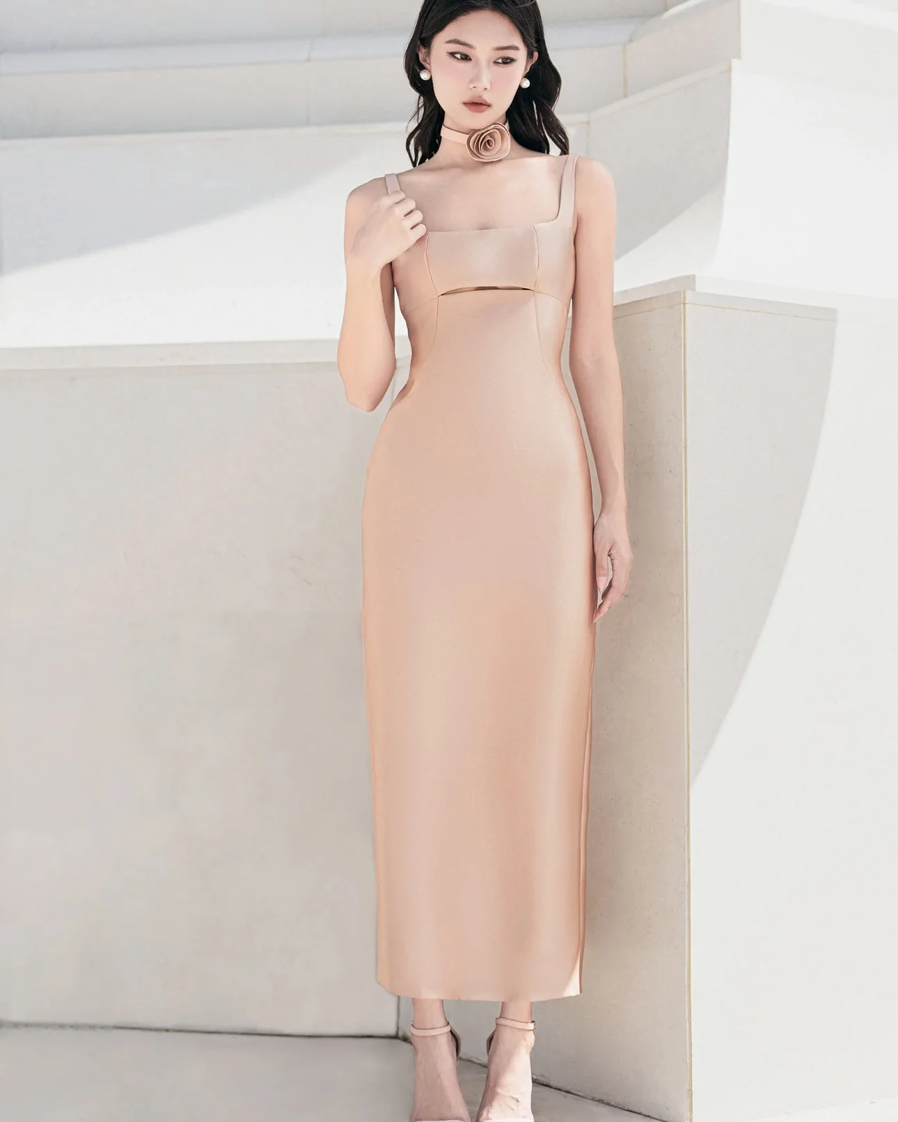 تخصيص مزاجه غمد الظهر الشق مساء اللباس رائعة الزهور الرسن حزب اللباس الأزياء السباغيتي الأشرطة Pr #3