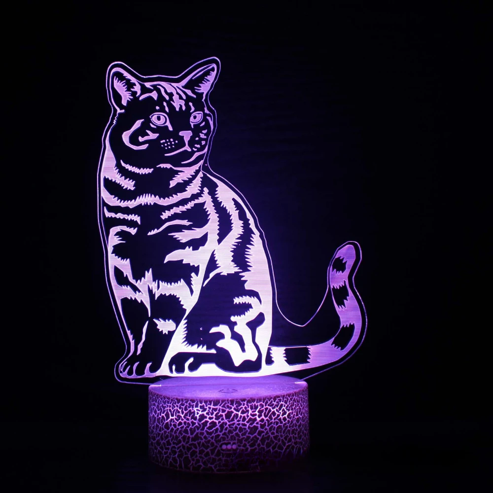 Nighdn Cat 3D Illusion Night Light for Kids Room Home Decor LED Bedside Table Desk Lamp Birthday Gift for Girls Boys Friends