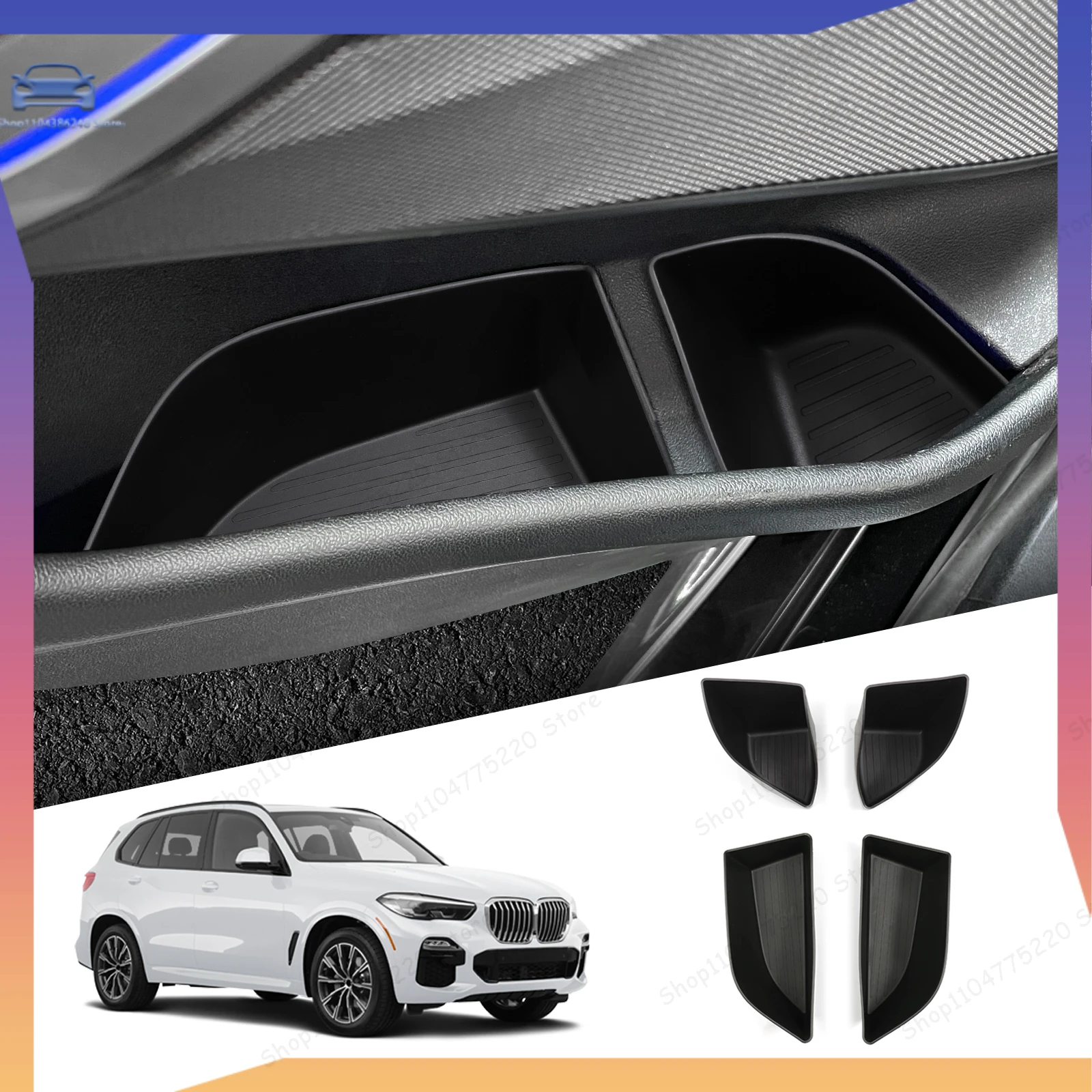 

For BMW X5 2019 - 2025 Rear Door Handle Tray Door Side Storage Box TPE Organizer Tidying Car Accessories