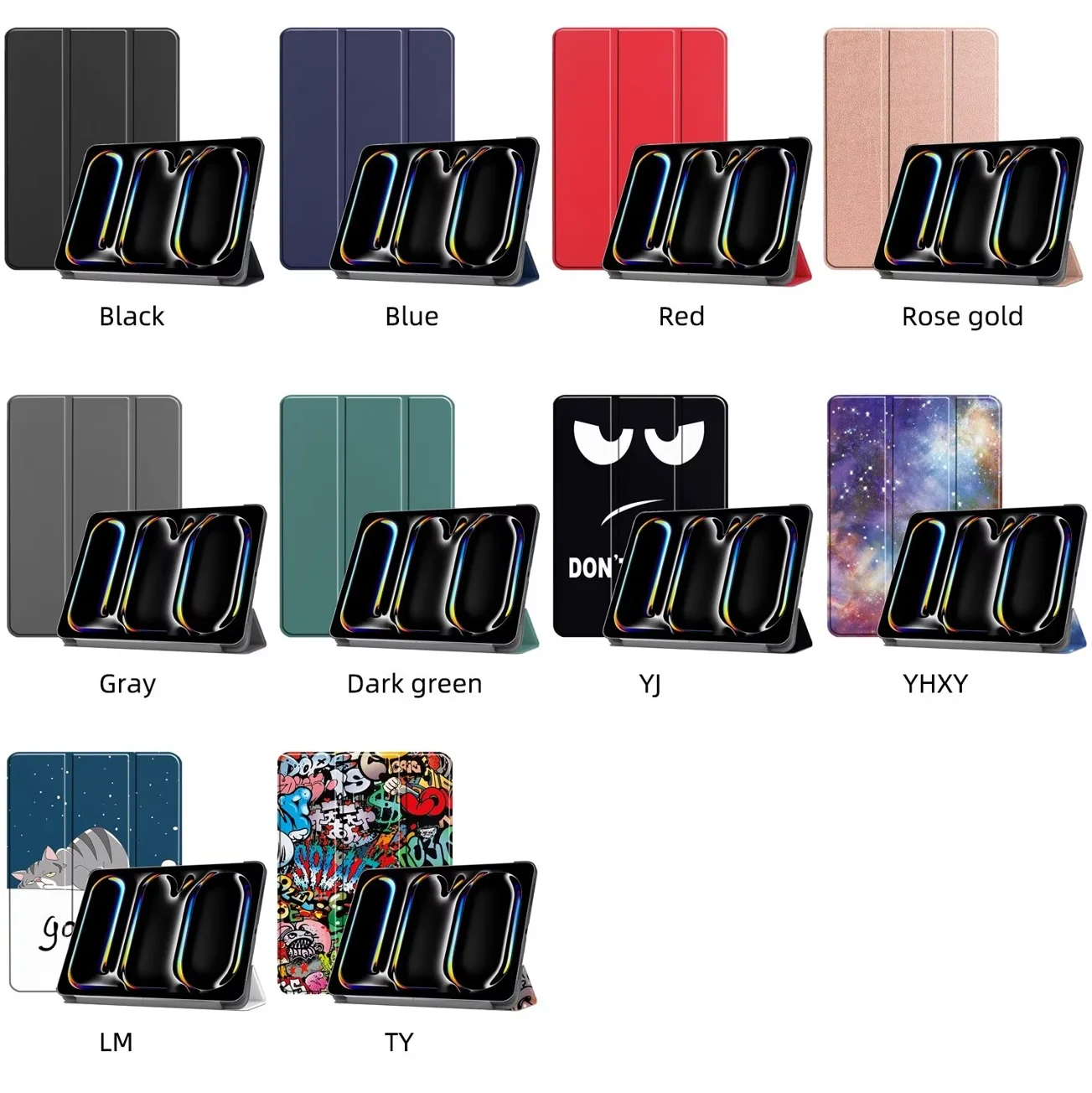 Tablet case Fashion simple style for Apple iPad Air 11 Air 13 iPad Pro 11 Pro13 2024 PC Tri-Fold caster hard shell 11inch 13inch