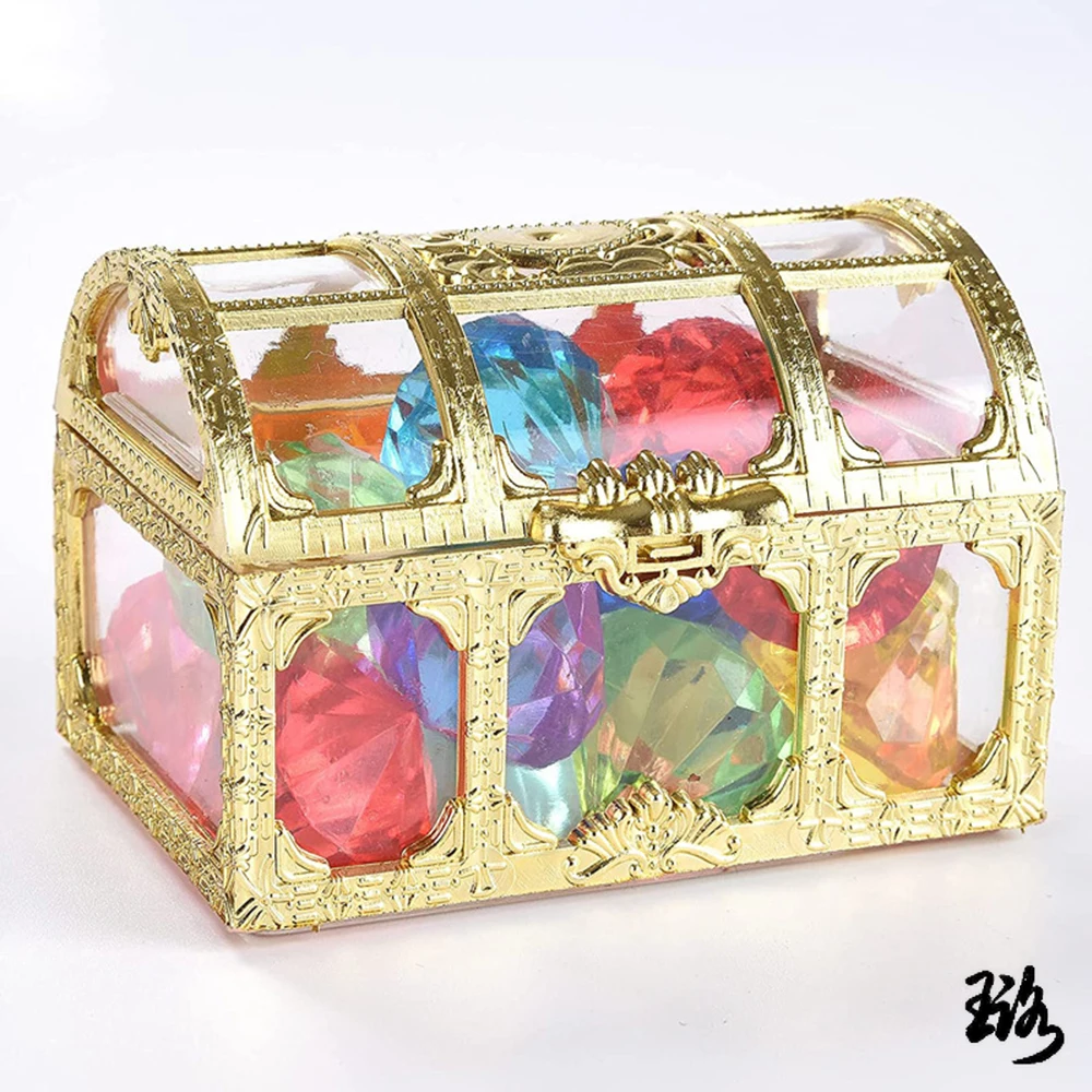 Vintage Treasure Chest Storage Box Transparent Pirate Candy Jewelry Display Box for Wedding Party Birthday