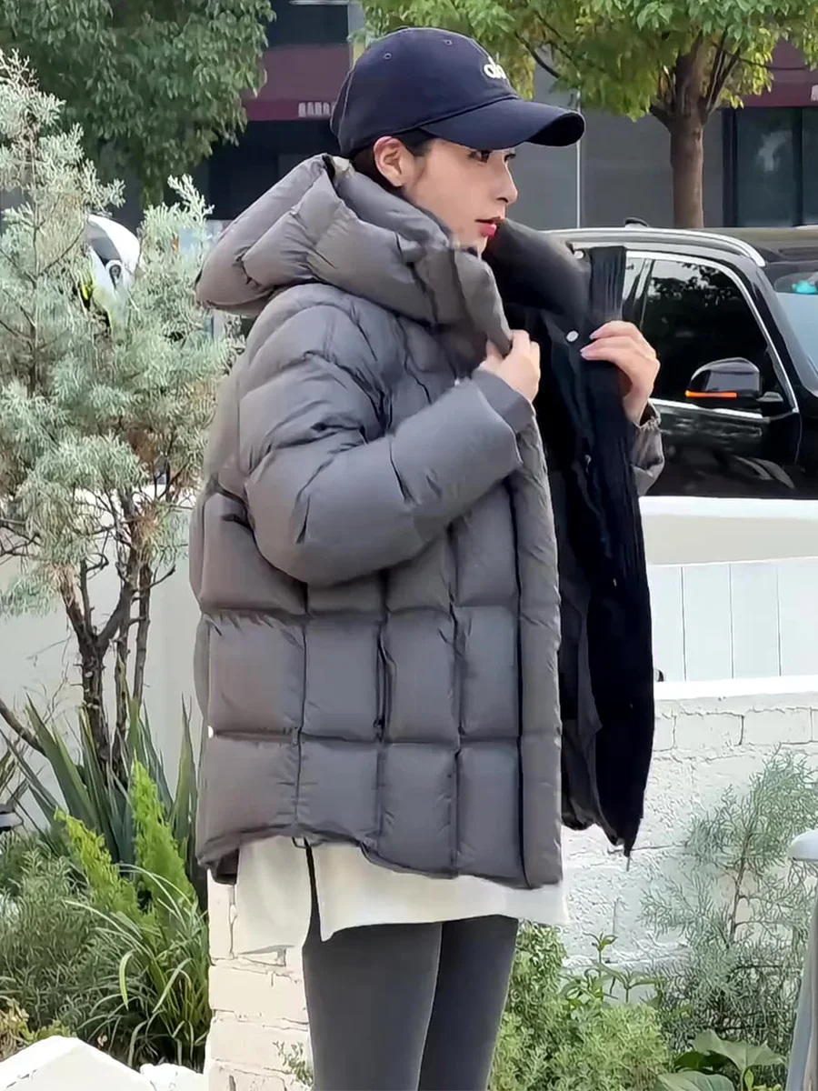 

Женская пуховая куртка Thi Du с капюшоном, теплая, с длинными рукавами, средней длины, повседневная, зимняя, новинка