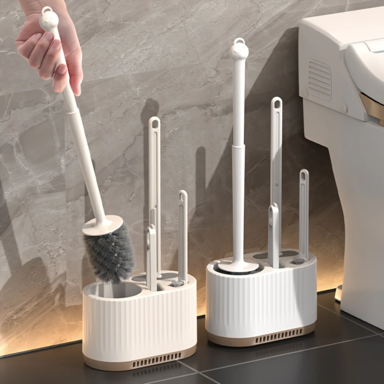 Luxe Toilet Brush Set - Wall-Mounted, Efficient Corner Cleaning Design, with  Rack - Ideal for Bathroom Maintenance Toilet brush