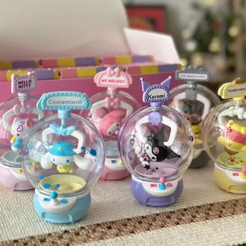 Sanrio Kawaii Doll Clamping Machine Series Figure Mymelody Cinnamoroll Kuromi Hello Kitty Action Figurines Model Doll Kids Toy