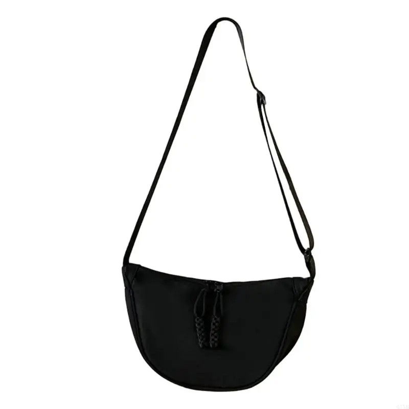 G7NB Stylish Nylon Crossbody Bag for Women Adjustable Strap Dumpling Bag Solid Color Bag Perfect for Daily Use & Travel