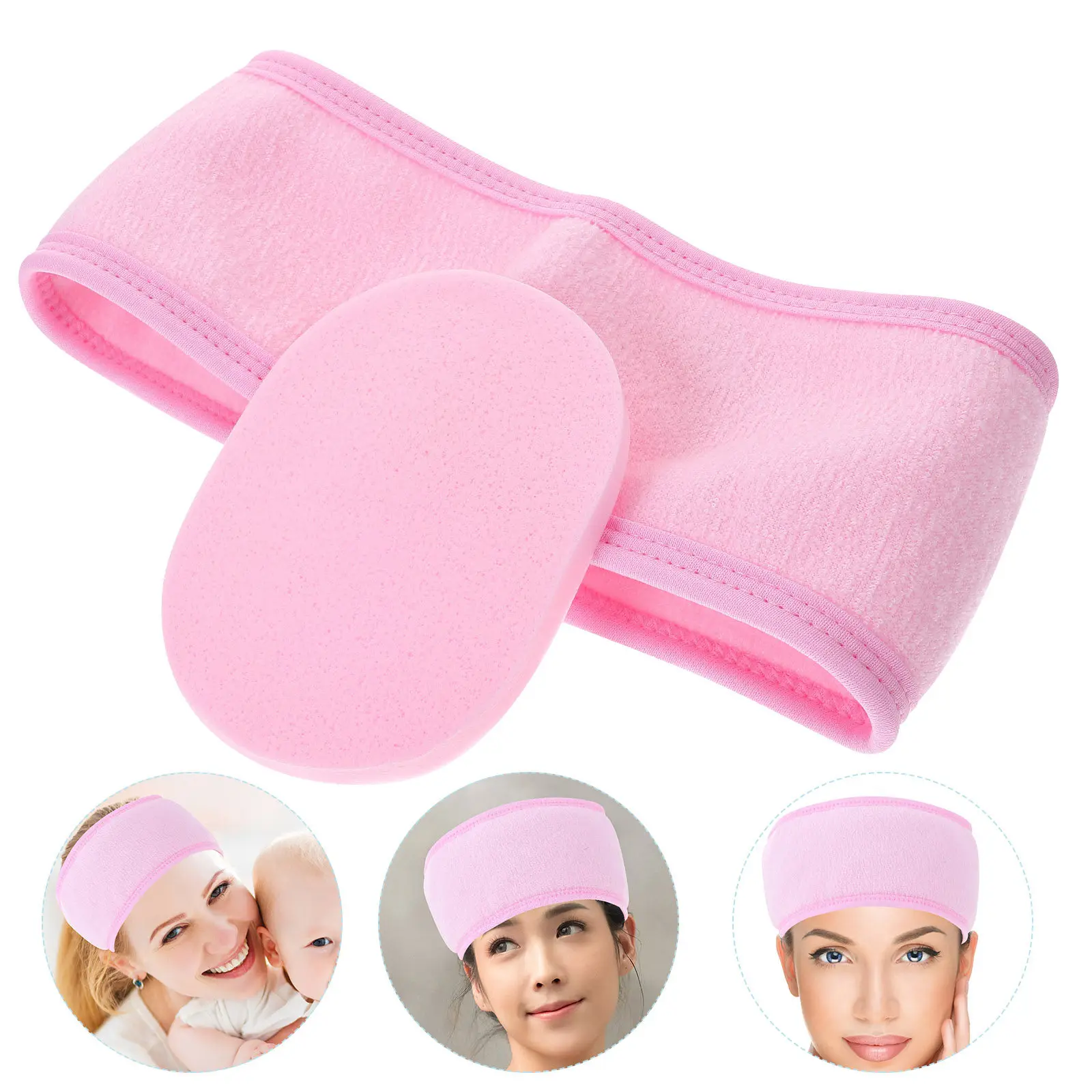 

Набор: повязка для лица для умывания, мягкая губка для ухода за кожей, женская спа-повязка для макияжа, легкая портативная повязка для волос